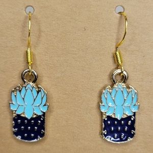 Blue Aloe Succulent Earrings